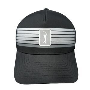 PGA Tour Strapback Golf Hat Black One Size Adjustable Striped Pro Series